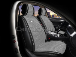 Накидки Фронт   «BREEZE FRONT»  Серый/Чёрный/Серый  (искусственный шёлк/экокожа)