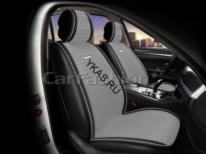 Накидки Фронт   «BREEZE FRONT»  Серый/Чёрный/Серый  (искусственный шёлк/экокожа)