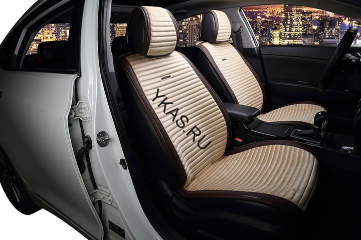 Накидки Фронт  «MONACO»  Коричневый/Бежевый/Коричневый  (велюр премиум класса/экокожа)