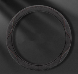 Оплетка на руль Carlife "SportWheel" М, ткань с красно-белой строчкой, белая основа