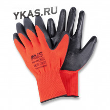 Перчатки нейлоновые с нитриловым покрытием МБС для точных работ (красно-черные)