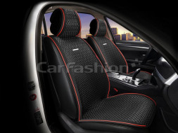 Накидки Фронт   «BREEZE FRONT»  Чёрный/Чёрный/Красный  (искусственный шёлк/экокожа)