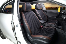 Накидки Фронт  «MONACO»  Коричневый/Чёрный/Коричневый  (велюр премиум класса/экокожа)