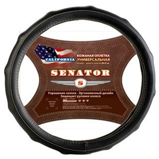 Оплетка на руль   SENATOR  California - M, Чёрный (кожа)