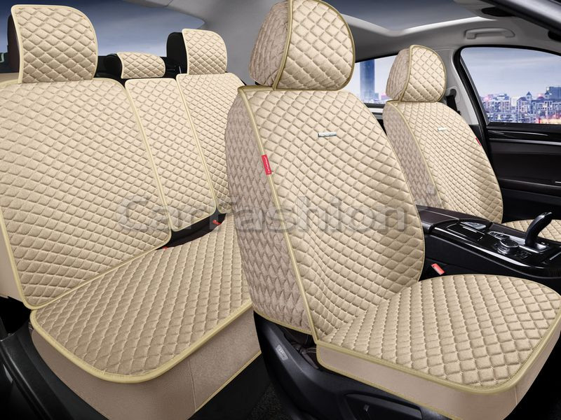 Комплект Накидок   «RANCHO PLUS» Бежевый/Бежевый  (искусственный шёлк/разд.подгол.)