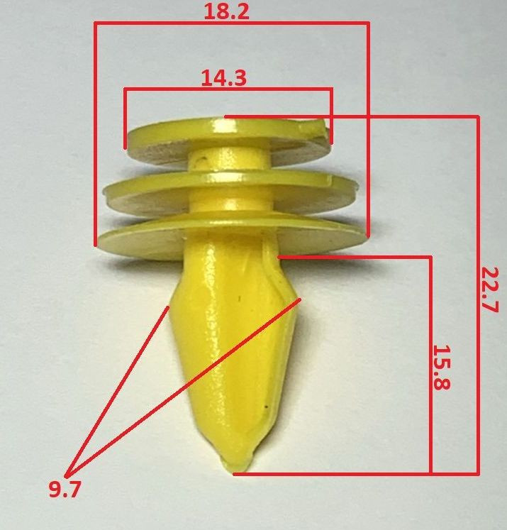 Клипсы  В=18,2 / Ш=22,7 мм.  (цена за упак. 10шт.)