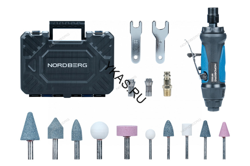 Пневматическая бормашинка NORDBERG NP3022K в кейсе (с комплектом насадок)