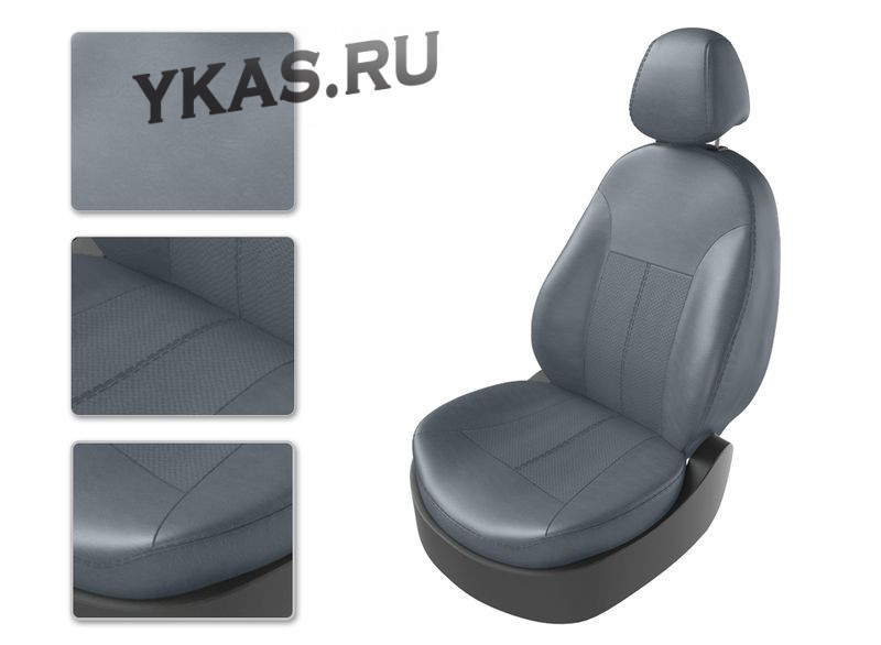 АВТОЧЕХЛЫ  Экокожа  Hyundai Solaris II  с 2017г- серый/серый/серый (Premium)