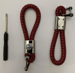 Брелок кожа плетенная  VOLVO  Красный