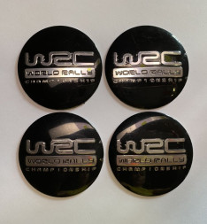 Этикетки на диски (метал)  диам. 56,5мм.  "WRC" черный  (4 шт.)
