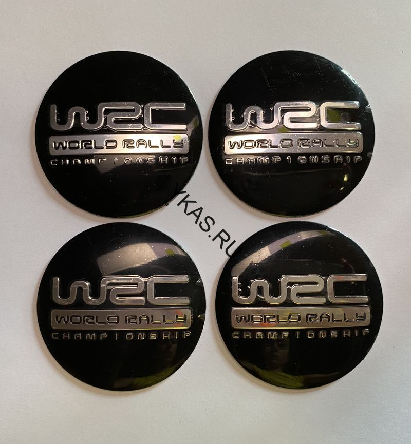 Этикетки на диски (метал)  диам. 56,5мм.  "WRC" черный  (4 шт.)