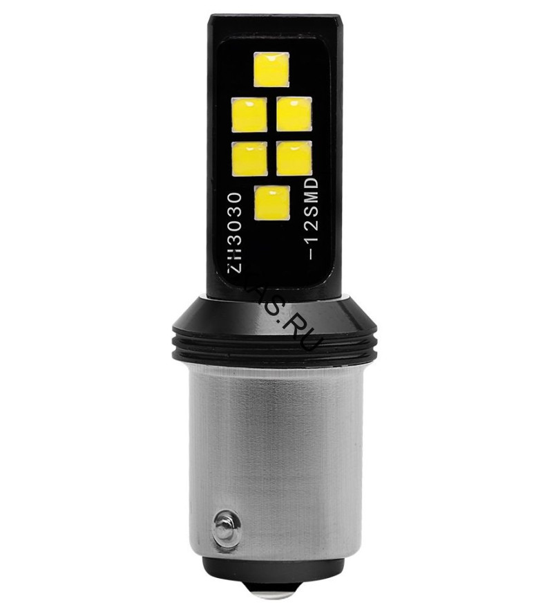 SOLAR  Свет-од  12V  T25  12 SMD 3030  21/5W   BAY15d  желтый