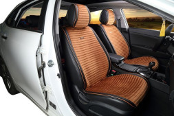 Накидки Фронт  «MONACO»  Чёрный/Коричн/Коричневый  (велюр премиум класса/экокожа)