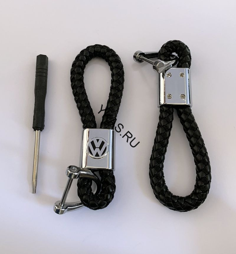 Брелок кожа плетенная  VW  Черный
