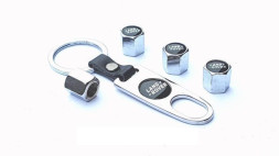 Брелок-ключ + колпачок на ниппель 4 шт LAND ROVER (черный)