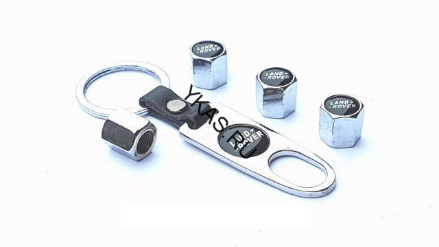 Брелок-ключ + колпачок на ниппель 4 шт LAND ROVER (черный)
