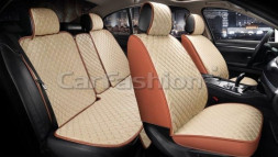 Комплект Накидок   «DERBY»  Бежевый/Кофе/Бежевый  (велюр /экокожа)