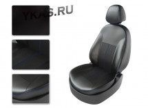 АВТОЧЕХЛЫ  Экокожа  Hyundai Solaris II  с 2017г- черный/черный/синий (Premium)