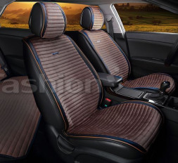 Накидки Фронт  «MONACO»  Чёрный/Кофе/Кофе  (велюр премиум класса/экокожа)