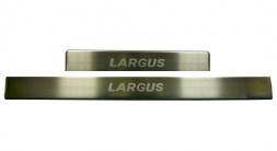 Накладки на пороги алюминиевые с тиснением LADA Largus (4шт)