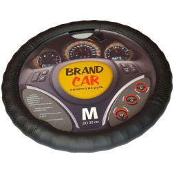 Оплетка на руль BRENDCAR "MANCHESTER" - М, Чёрный (кожа/перфорация)