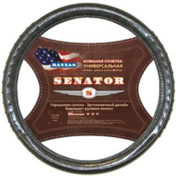 Оплетка на руль SENATOR Kanzas - M, Чёрный (кожа)