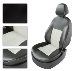 Авточехлы Экокожа Toyota RAV 4 с 2012г- черный-серый (Premium)