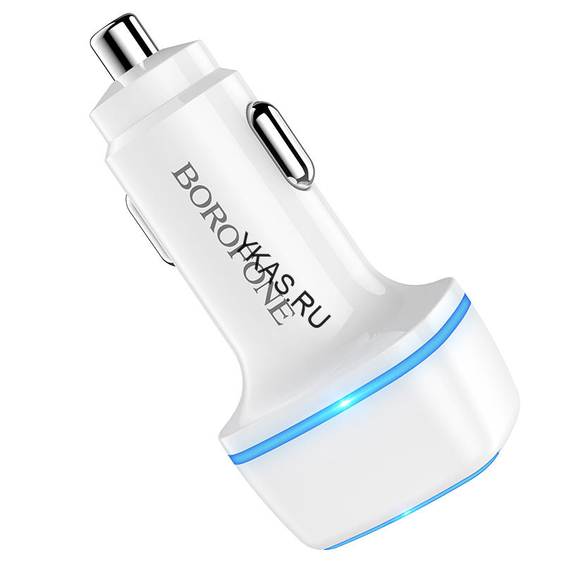 АЗУ  Borofone  2USB (12/24V - 5V 2,4A) Белый