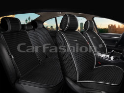 Комплект Накидок  «MONACO FULL PLUS»  Чёрный/Чёрный/Белый  (велюр премиум класса/экокожа)