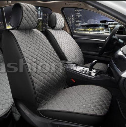 Накидки Фронт   «CUBE FRONT»  Серый/Чёрный/Серый  (лён/экокожа)