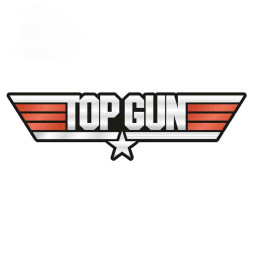 Наклейка TOP GUN  18x16см Белая
