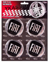 Этикетки на диски (метал)  диам. 60 мм &quot;FIAT&quot; чёрные, (4 шт.)