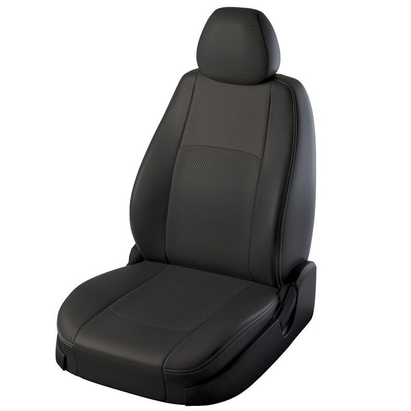 Авточехлы  Экокожа  KIA Sportage III  с 2010г- черный-серый (Hyundai ix35)