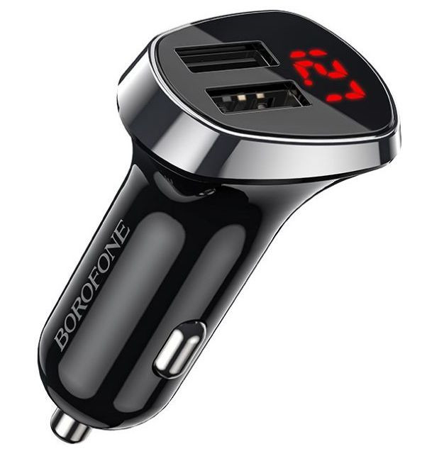 АЗУ  Borofone  2USB (12/24V - 5V 2,4A) Черный