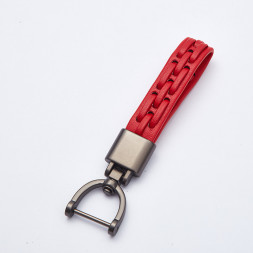 Брелок кожаный  (держатель ключей) красный