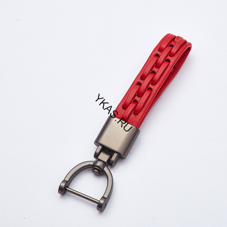 Брелок кожаный  (держатель ключей) красный