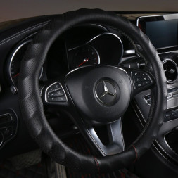 Оплетка на руль Carlife "WaveRub" М, Чёрный/Чёрный ребристая