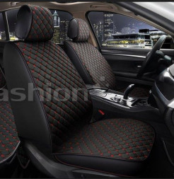 Накидки Фронт   «CUBE FRONT»  Чёрный/Чёрный/Красный  (лён/экокожа)