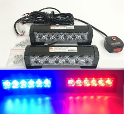 Стробоскоп 12  LED  красный/синий  170x45мм. с кнопкой