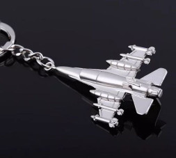 Брелок  Самолет карабин (1 кольцо)  Серебро