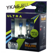 Лампа МАЯК 12V   H27/W2   27W Ultra РG13 (881) Super White+30%  (к-кт 2шт)