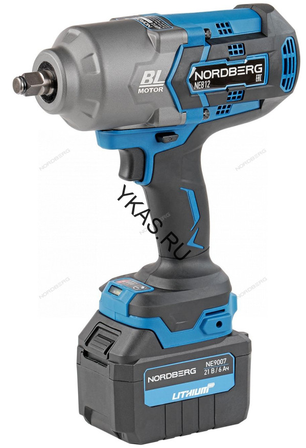 Аккумуляторный гайковерт NORDBERG NE812K (1/2", 21В, 1700Нм)
