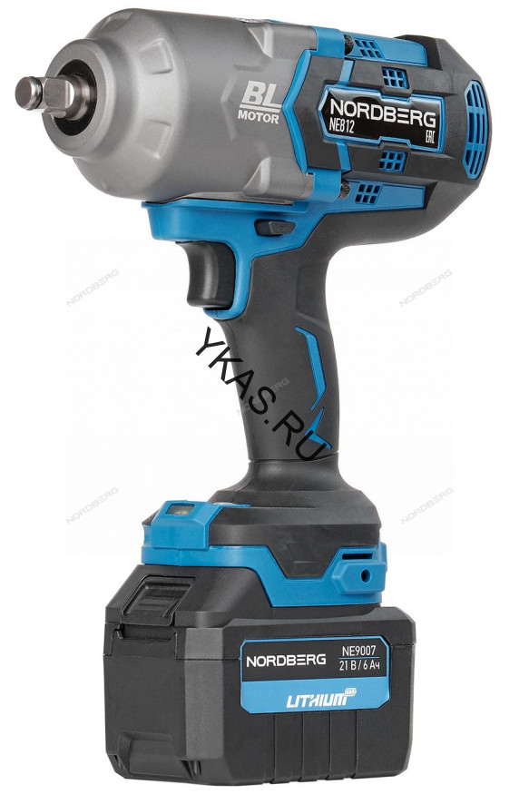 Аккумуляторный гайковерт NORDBERG NE812K (1/2", 21В, 1700Нм)